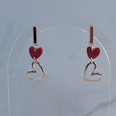 Double Heart Charm Earrings