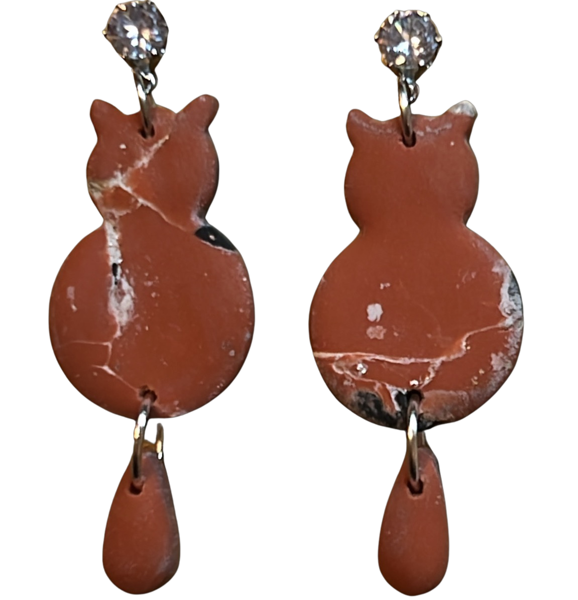 Large Rust Kitty Cat Earrings