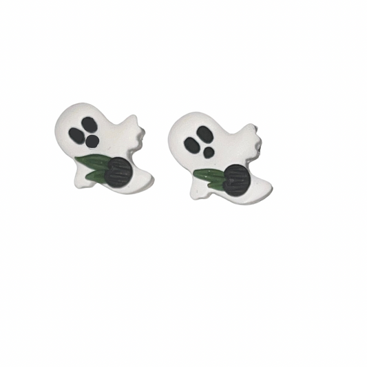 Black Pumpkin Ghost Stud Earrings
