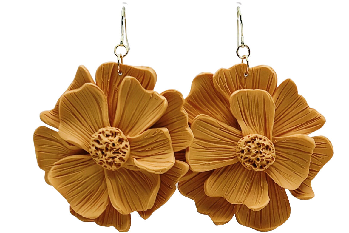 Orange Nemesia Flower Earrings