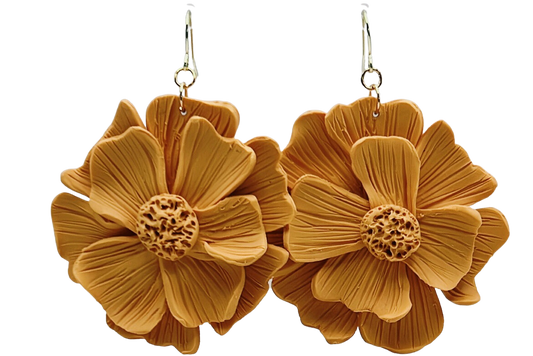 Orange Nemesia Flower Earrings