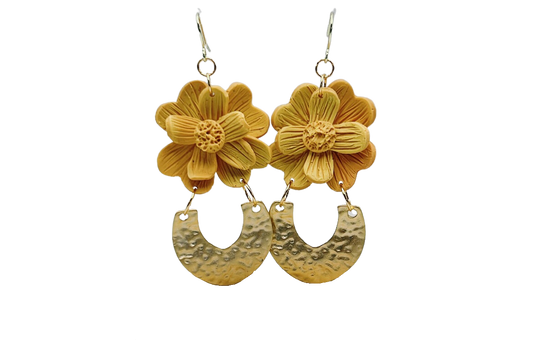 Yellow Orange Nemesia Flower Earrings